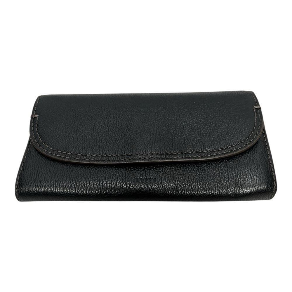 Fossil Cleo Flap Clutch Black Leather Wallet SWL3089001 Purse